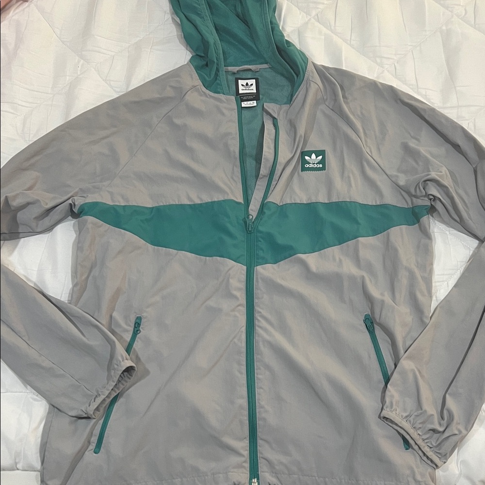 Adidas Men's Teal and Gray Windbreaker